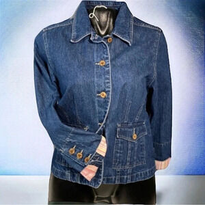 Caribbean Joe 100% Cotton Jean Jacket Size P Large